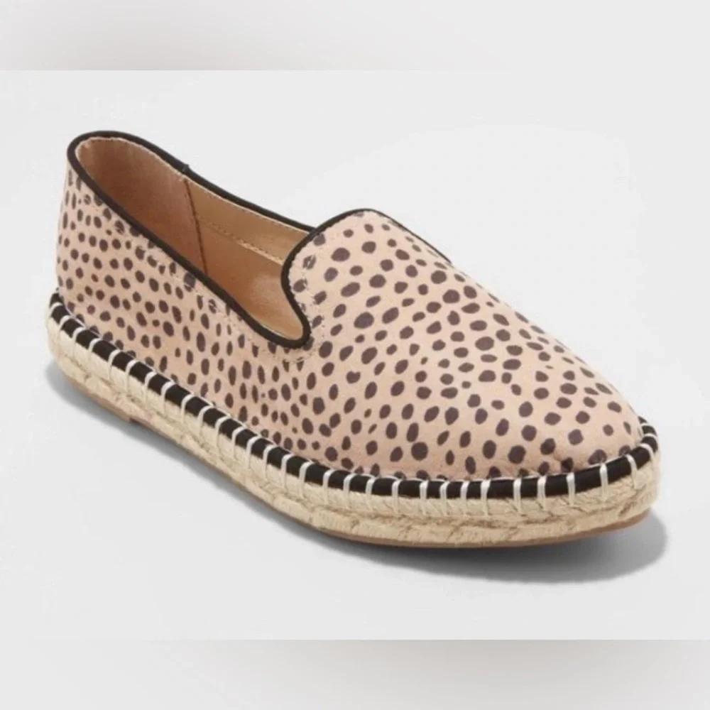 Woman Universal Thread Microsuede Leopard Animal Print Espadrilles Slip On 8